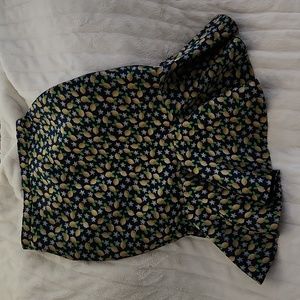 J. Crew Navy Jacquard Trumpet Skirt in Lemon Print, Size 8